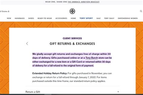 tory burch refund policy.